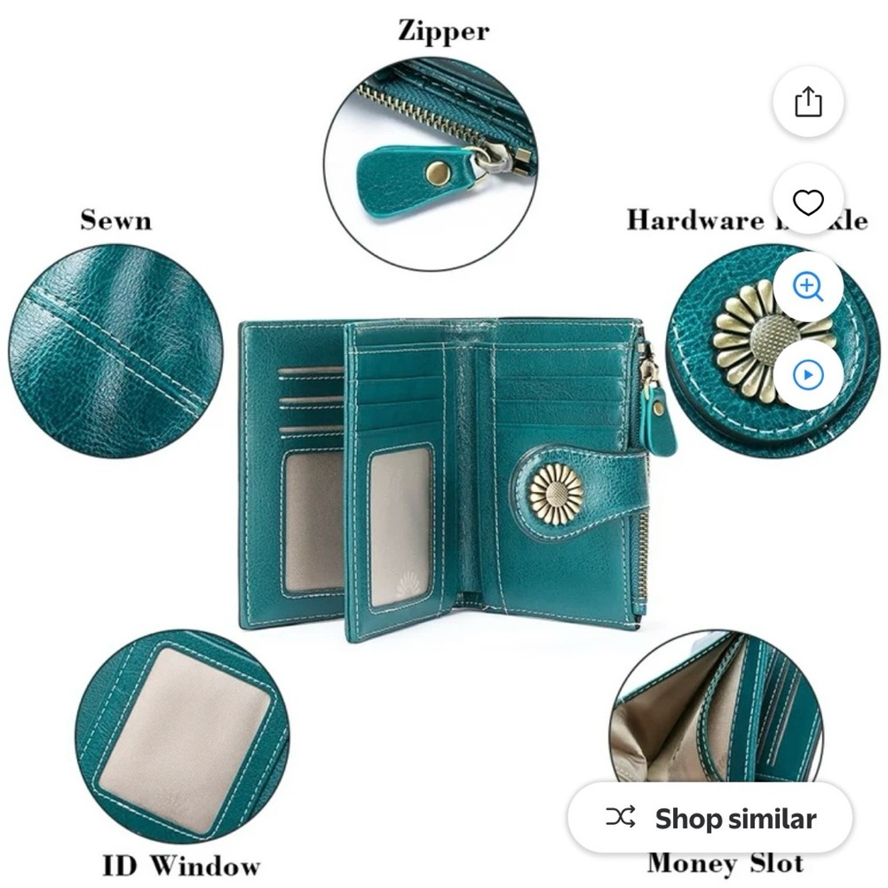 Sendefn Small Wallet Genuine Leather Bifold Purse RFID Blocking Card Holder - Picture 4 of 16
